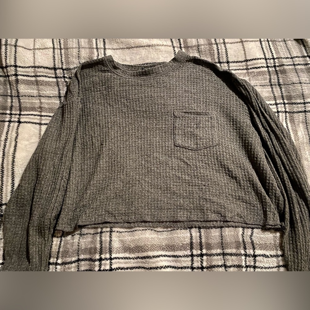 Grey Crop Knit Sweater